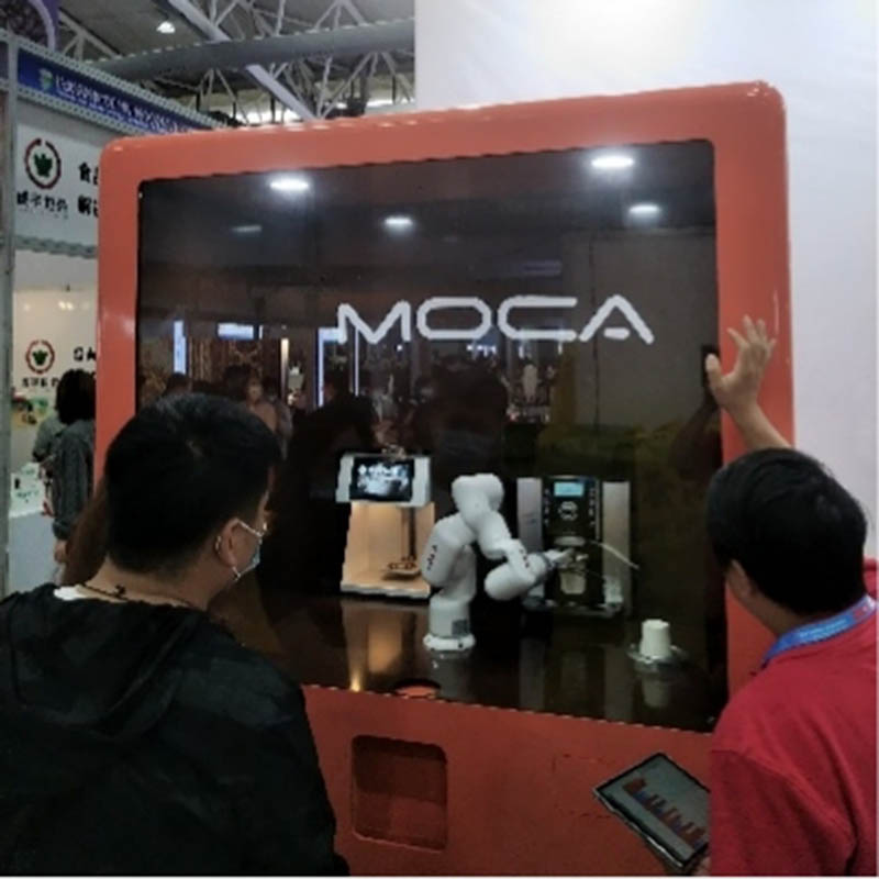 First show of mini robot coffee kiosk in Expo